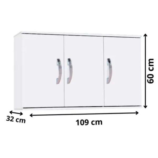 Armário Aéreo de cozinha 03 portas Branco – Premium - Imagem 2