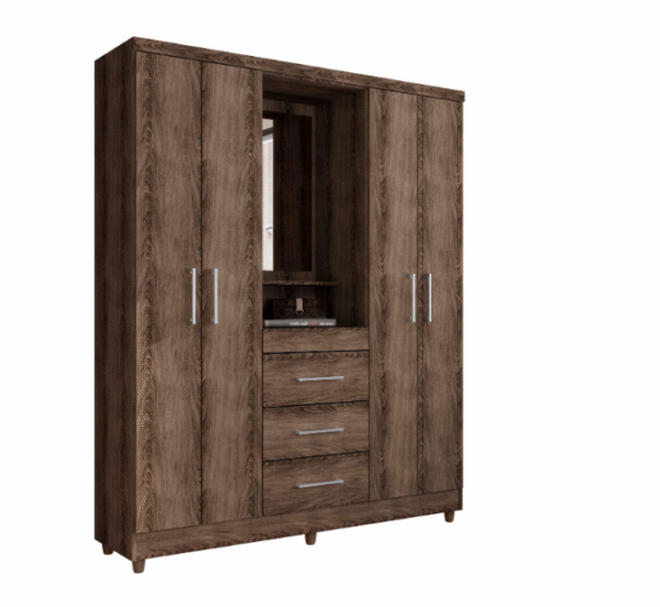 Guarda roupa casal 4 portas 3 gavetas - Capelinha Lyon
