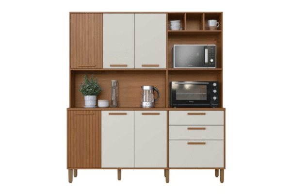 Armario kit de cozinha 7 portas 2 gavetas ripado – Grécia